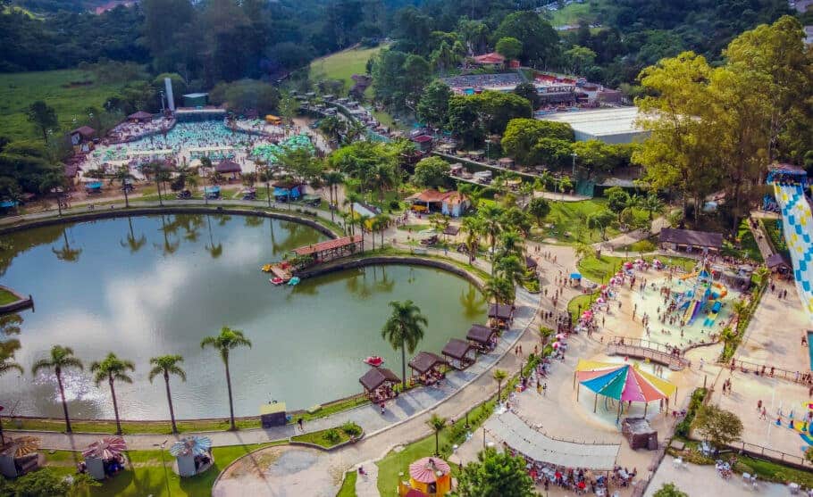 Imagem aérea do parque aquático Thermas da Mata