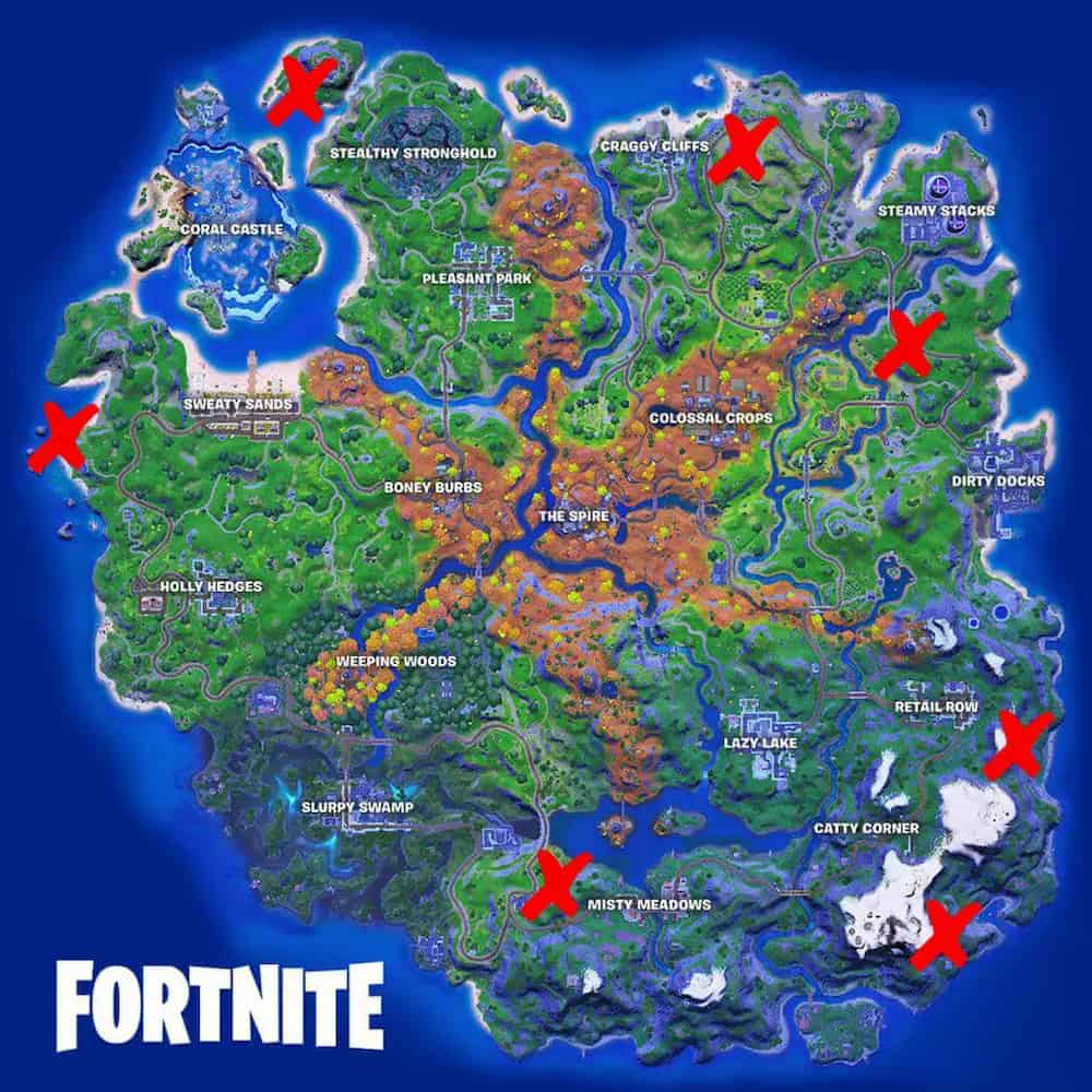 Localização Telescópios Fortnite Mapa 