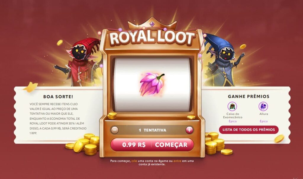 imagem da roleta de prêmios do site do jogo de rpg Royal Quest