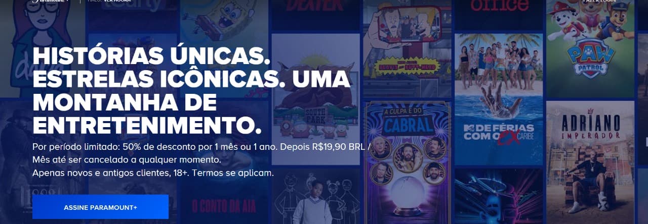 Captura de tela do site do Paramount Plus, que fala sobre a promoção de Black Friday 2022.