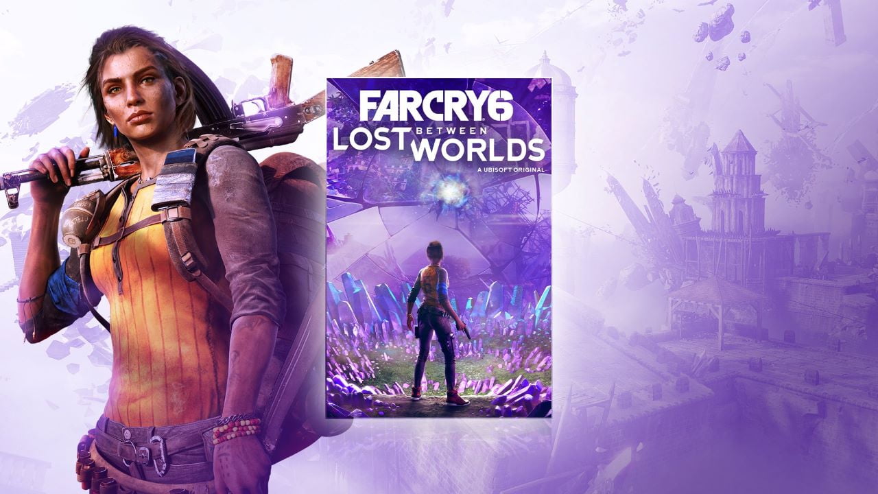 A imagem mostra a capa da nova expansão de Far Cry 6, Lost Between Worlds.