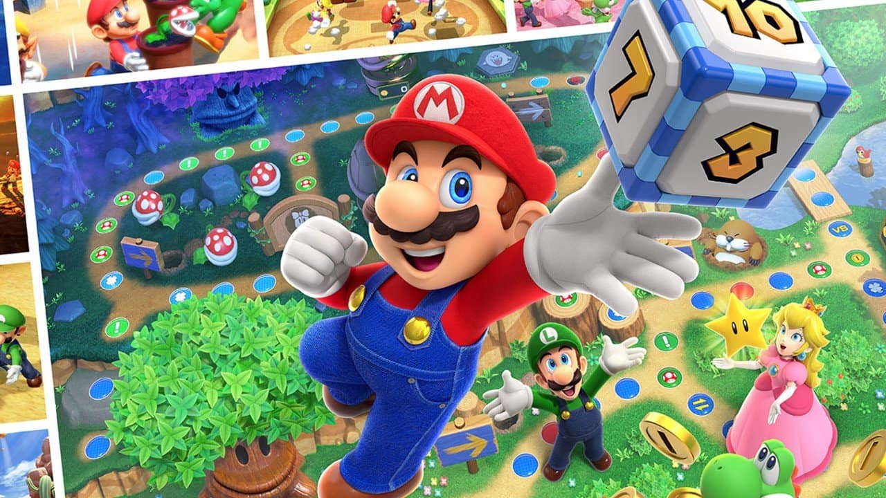 A imagem mostra a capa do jogo Mario Party SuperStars