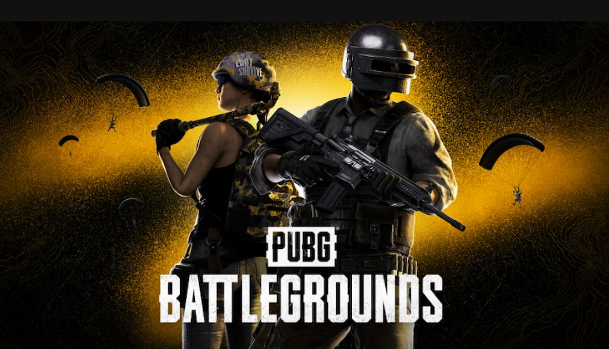 Banner PUBG na Epic Games Store com dois jogadores