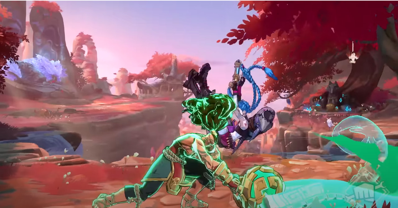 Ilaoi lutando com Jinx e batendo com seus tentáculos