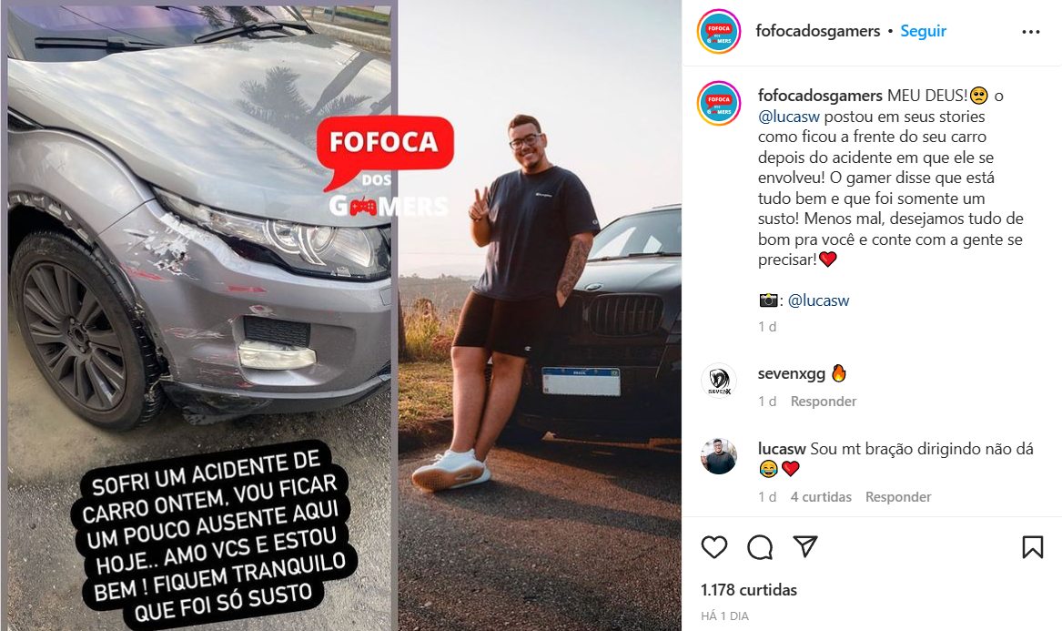 acidente do streamer Lucas Whiskyj