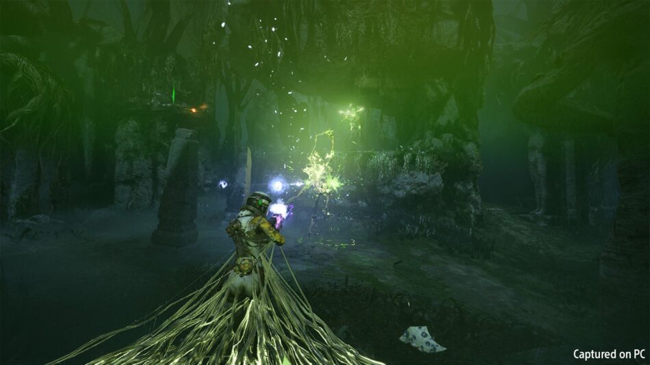 Imagem de gameplay de Returnal capturada em PC.