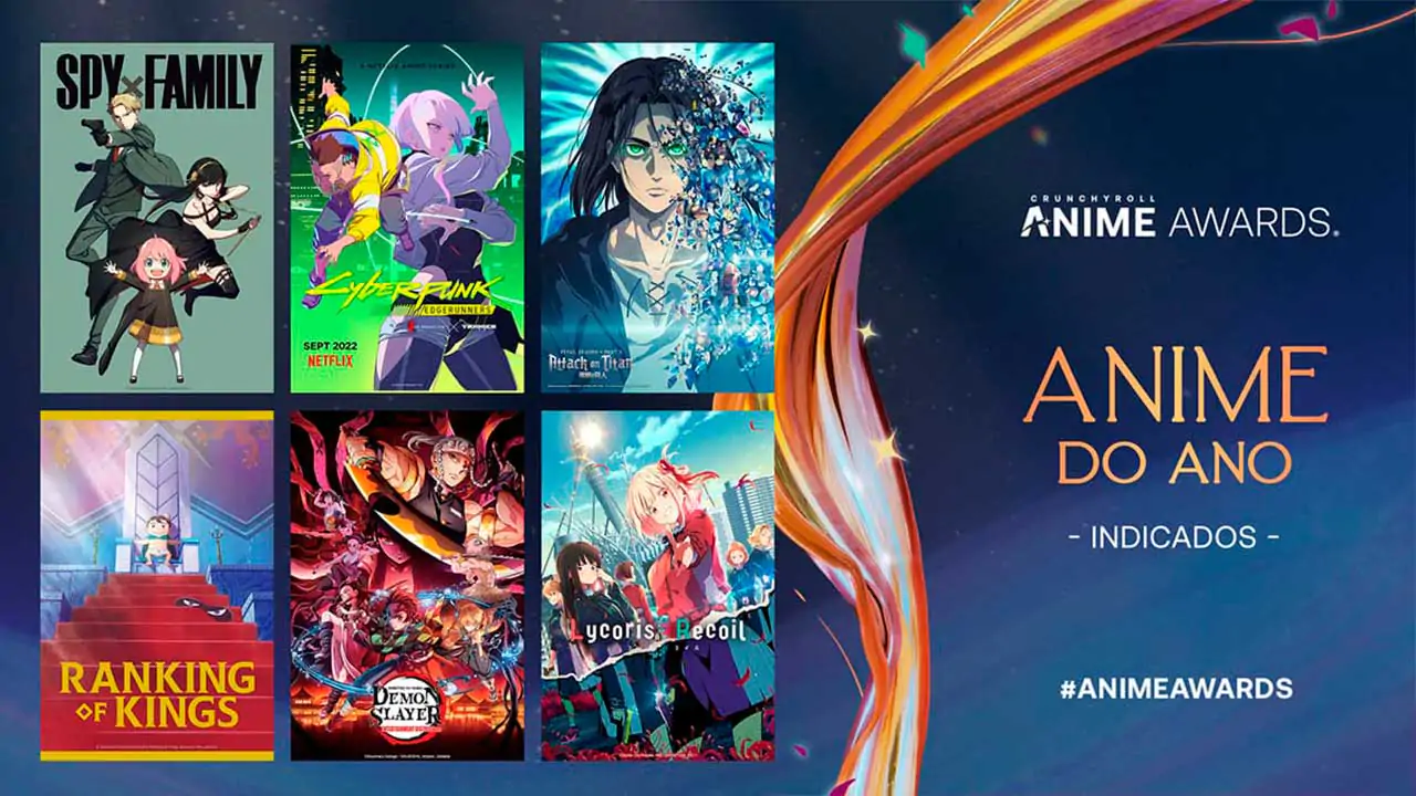 Banner mostrando alguns dos animes selecionados para a categoria Anime do Ano no Anime Awards