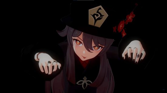 Personagem de Genshin Impact fazendo uma careta "assustadora"