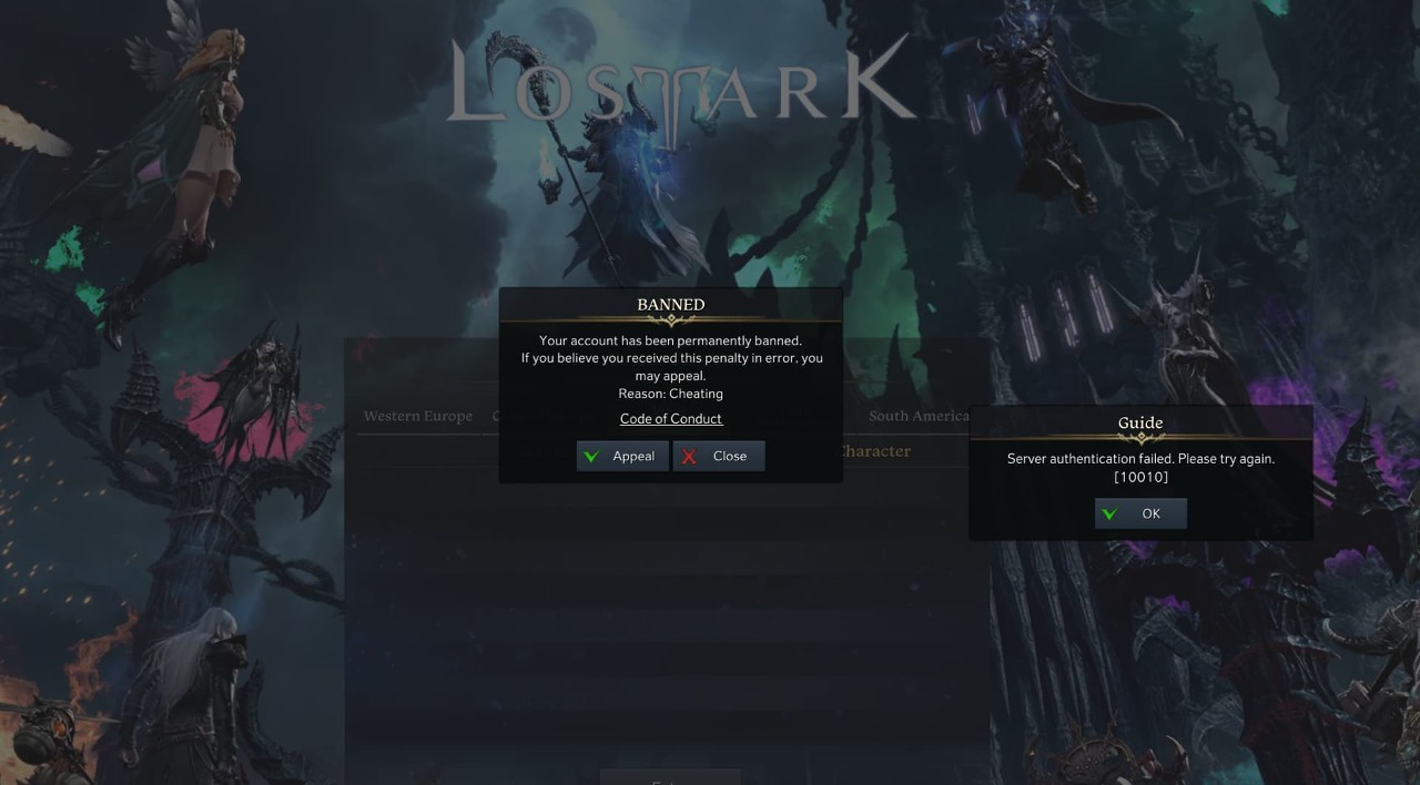Tela de Ban do jogo Lost Ark