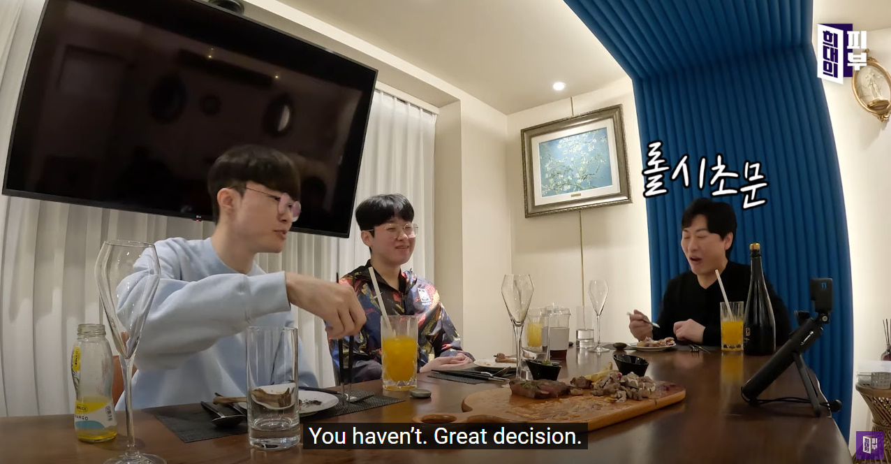 Imagem retirada do vídeo da entrevista mostrando a afirmação de Faker