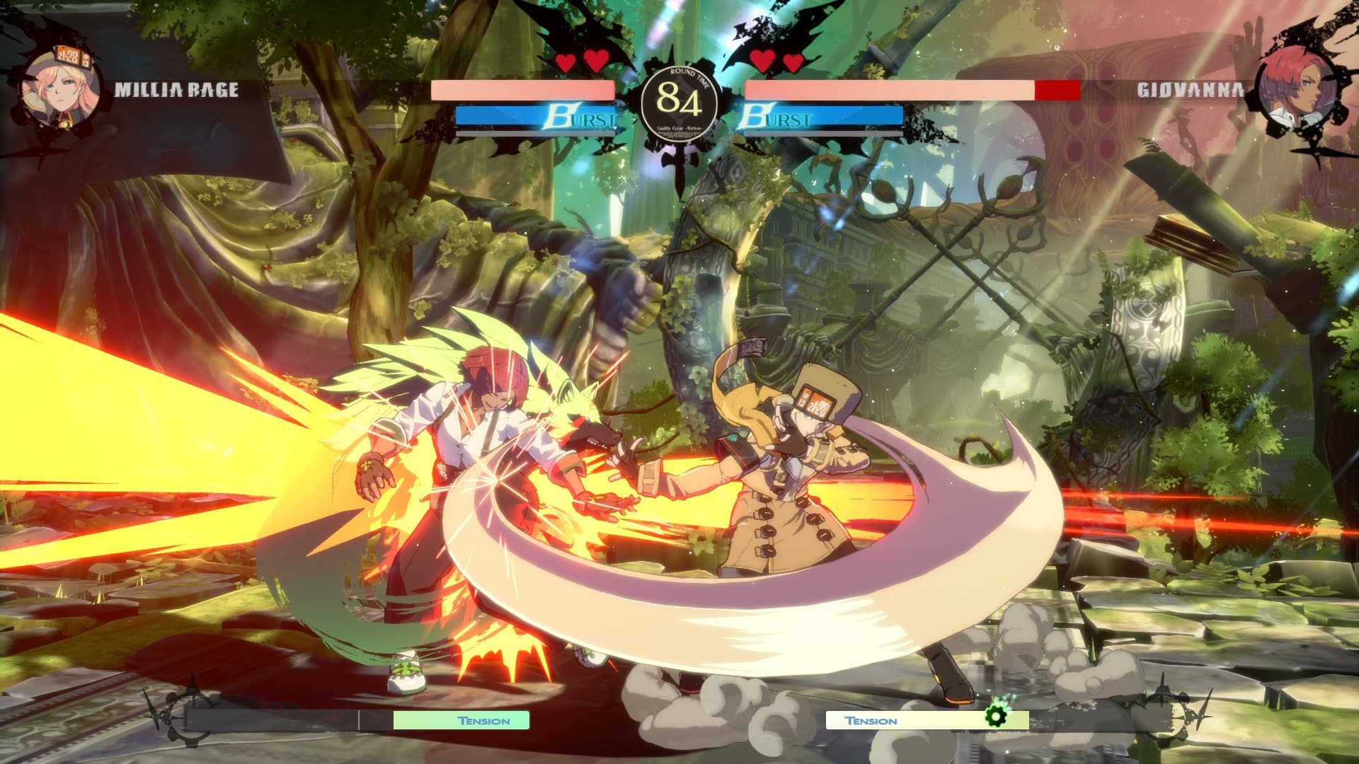 Imagem de Guilty Gear Strive onde duas personagens estão se enfrentando.