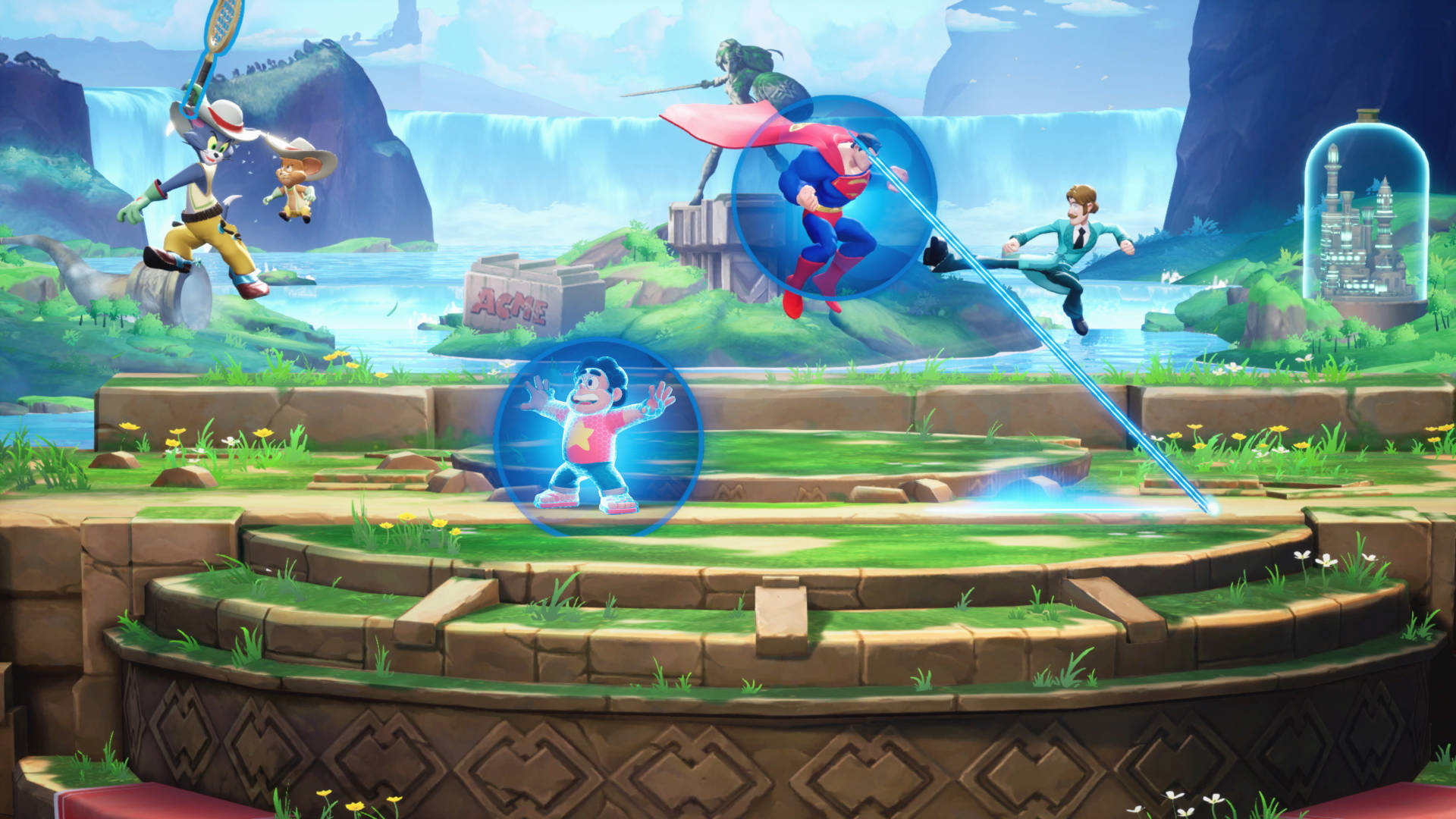 Banner mostrando a dinâmica de funcionamento do jogo Multiversus.