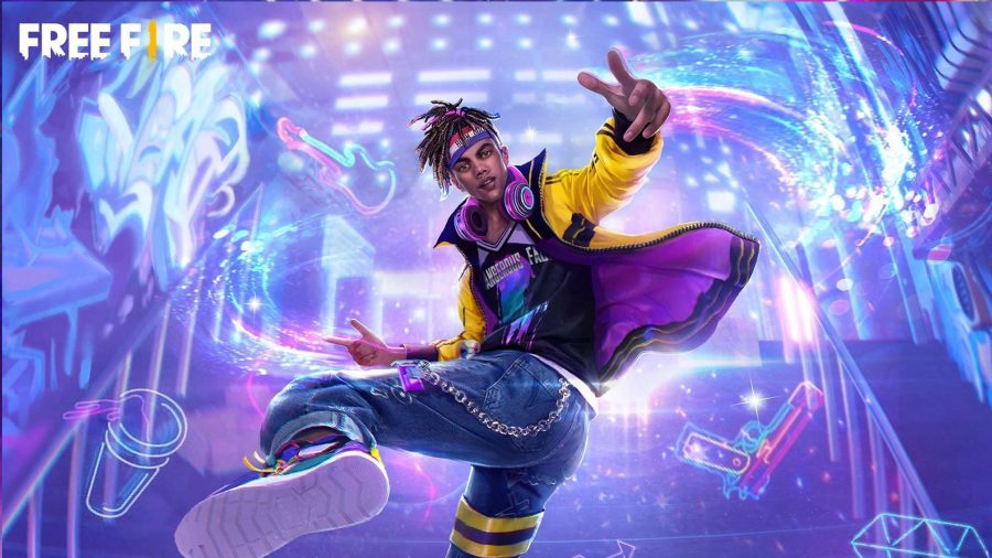 Banner de divulgação de personagem para jogos para celular conhecido como Free Fire