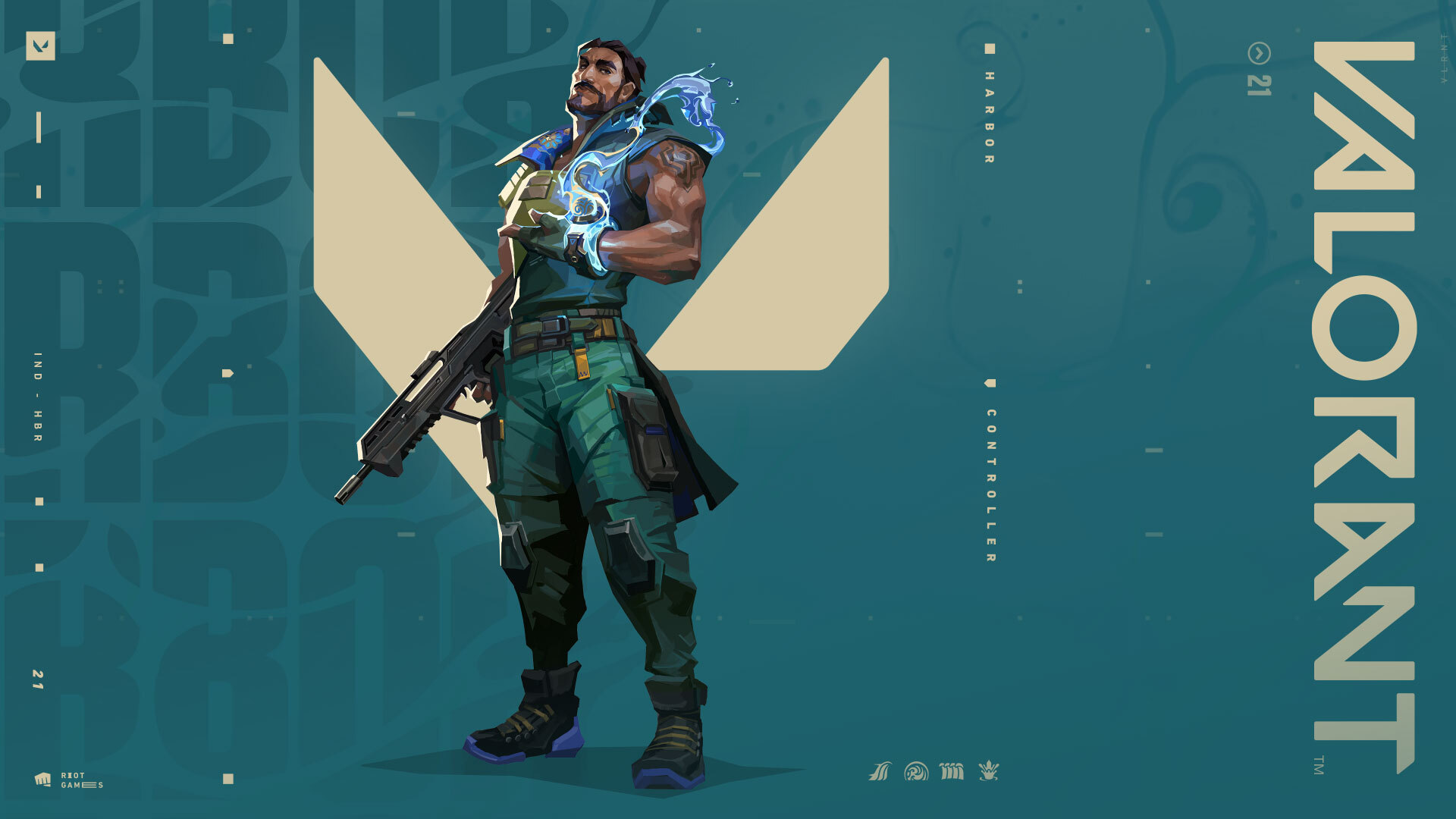 Banner de divulgação do jogo Valorant com seu novo agente Harbor em foco
