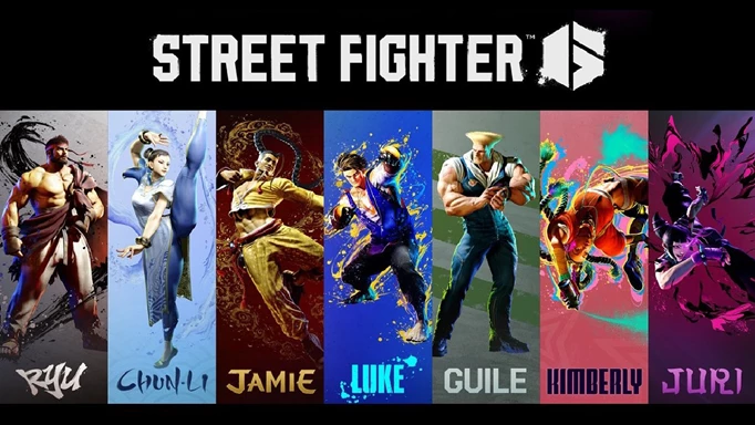 Banner de divulgação dos personagens de Street Fighter 6
