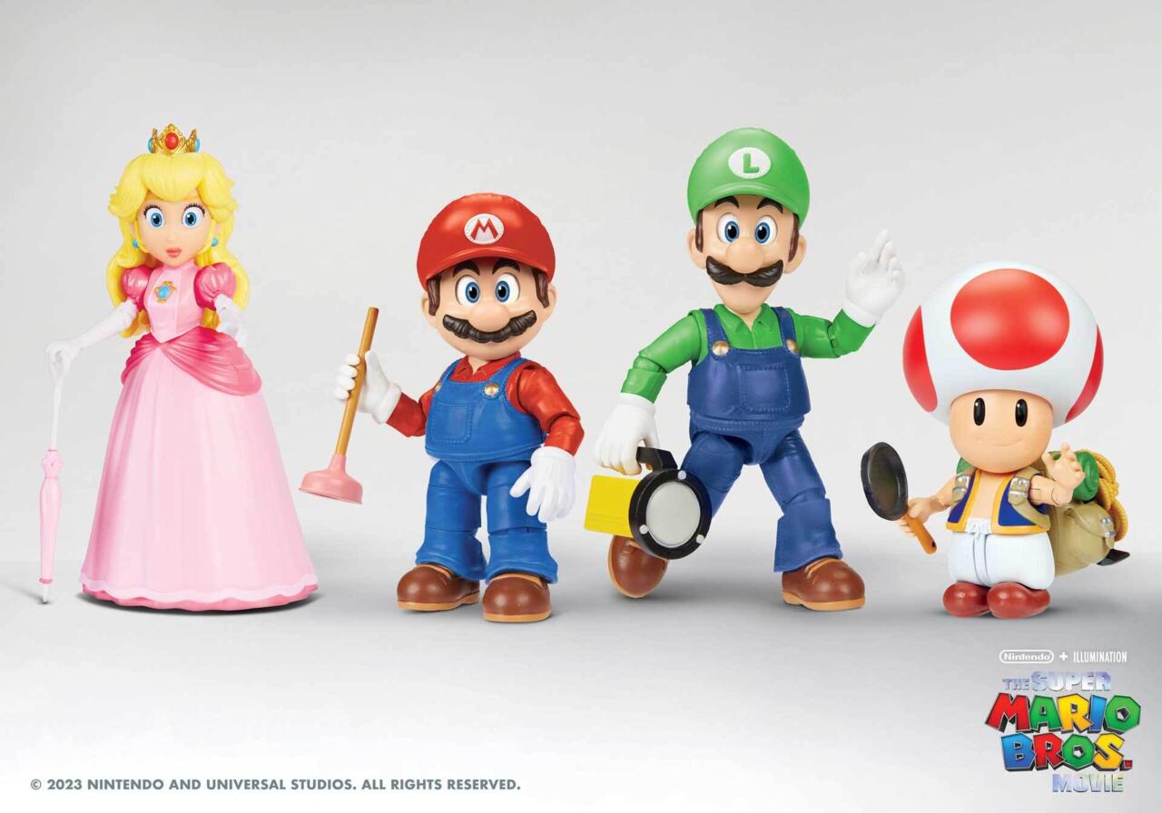 Imagem brinquedos Super Mario Bros desenvolvido pela Jakks Pacific