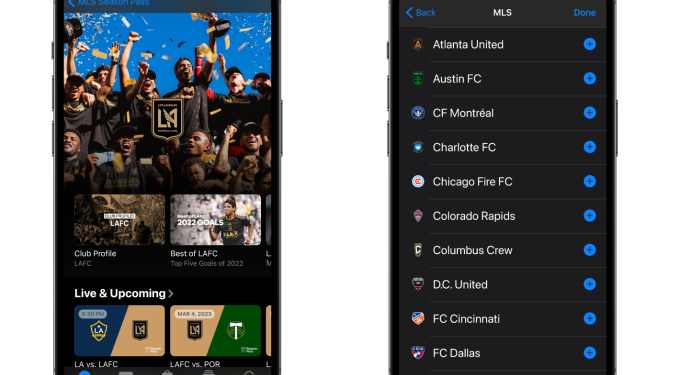 Imagem do aplicativo e sistema acompanhamento de jogos na Apple TV+