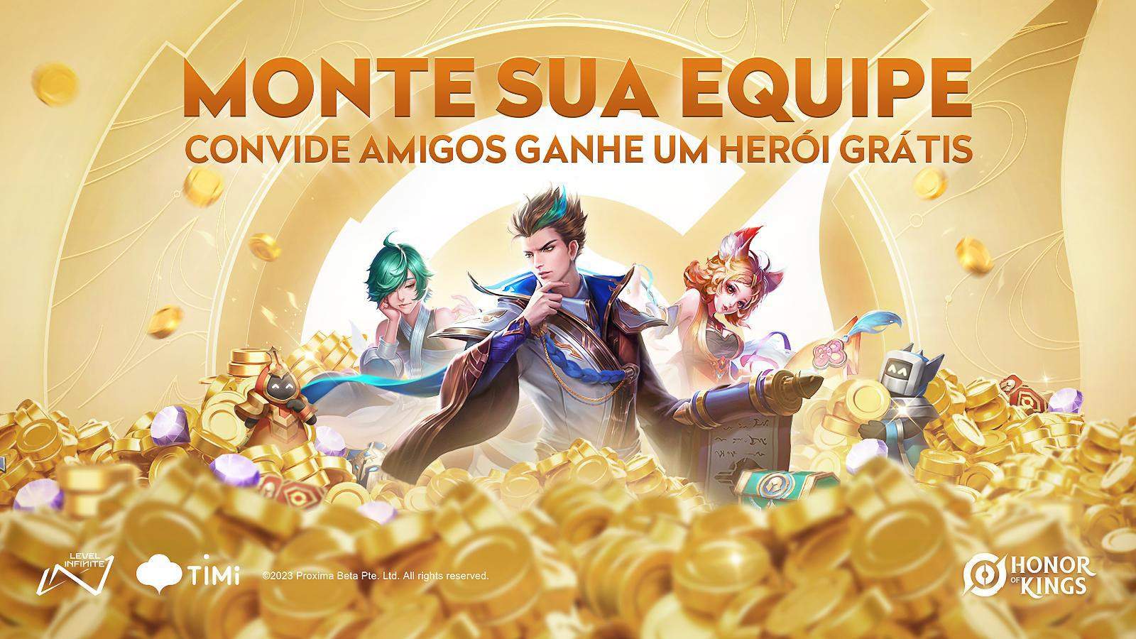 Banner de divulgação do evento "Monte sua Equipe" em Honor of Kings