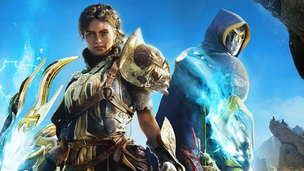 Imagem aproximada de banner de divulgação do jogo Atlas Fallen