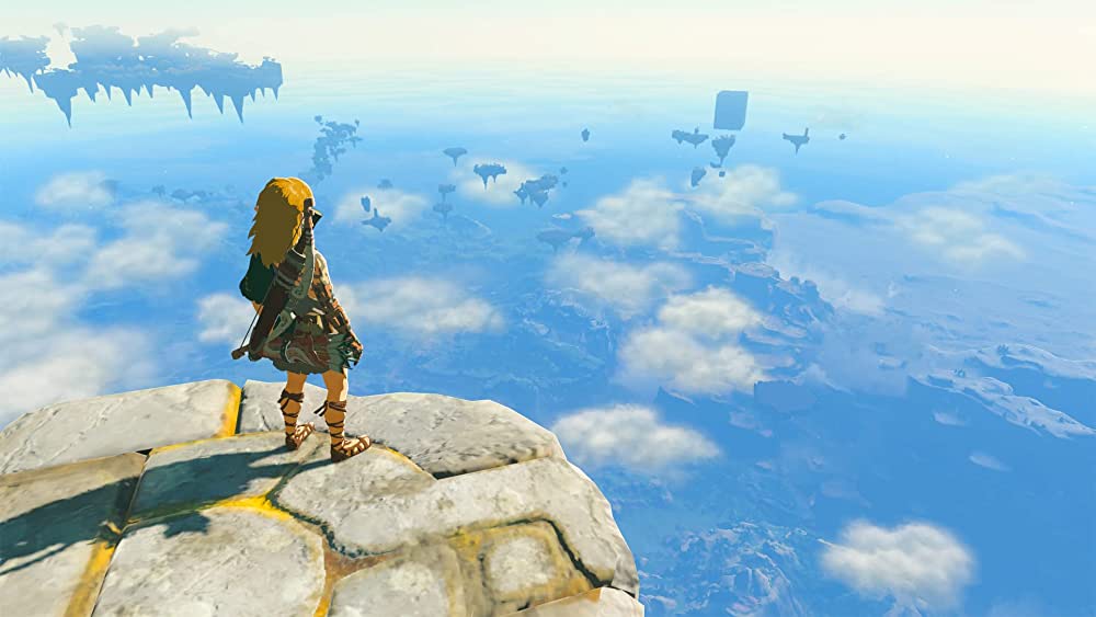 Imagem de Link em uma Ilha Celestial em The Legend of Zelda: Tears of The Kingdom