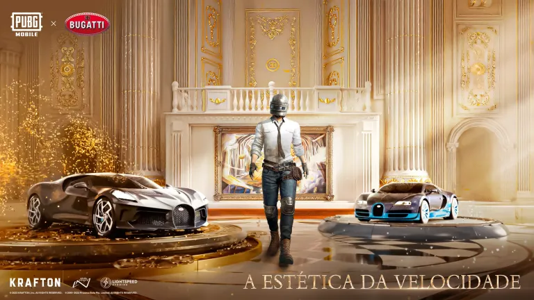 Banner de divulgação da parceria entre PUBG Mobile e Bugatti