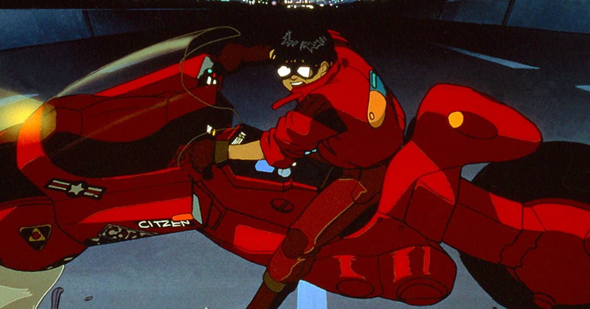 Imagem de Kaneda em sua moto em Akira