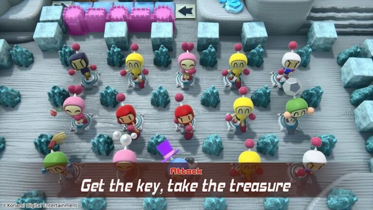 Imagem do modo de batalha castelo do novo jogo da Konami, Super Bomberman R 2.